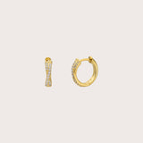 Double Gold Pave Hoops