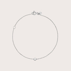 Silver Bezel Chain Bracelet With Gemstone