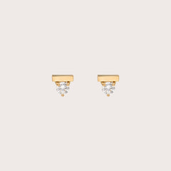Gold Bar and Zirconia Earrings
