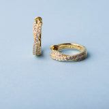 Double Gold Pave Hoops