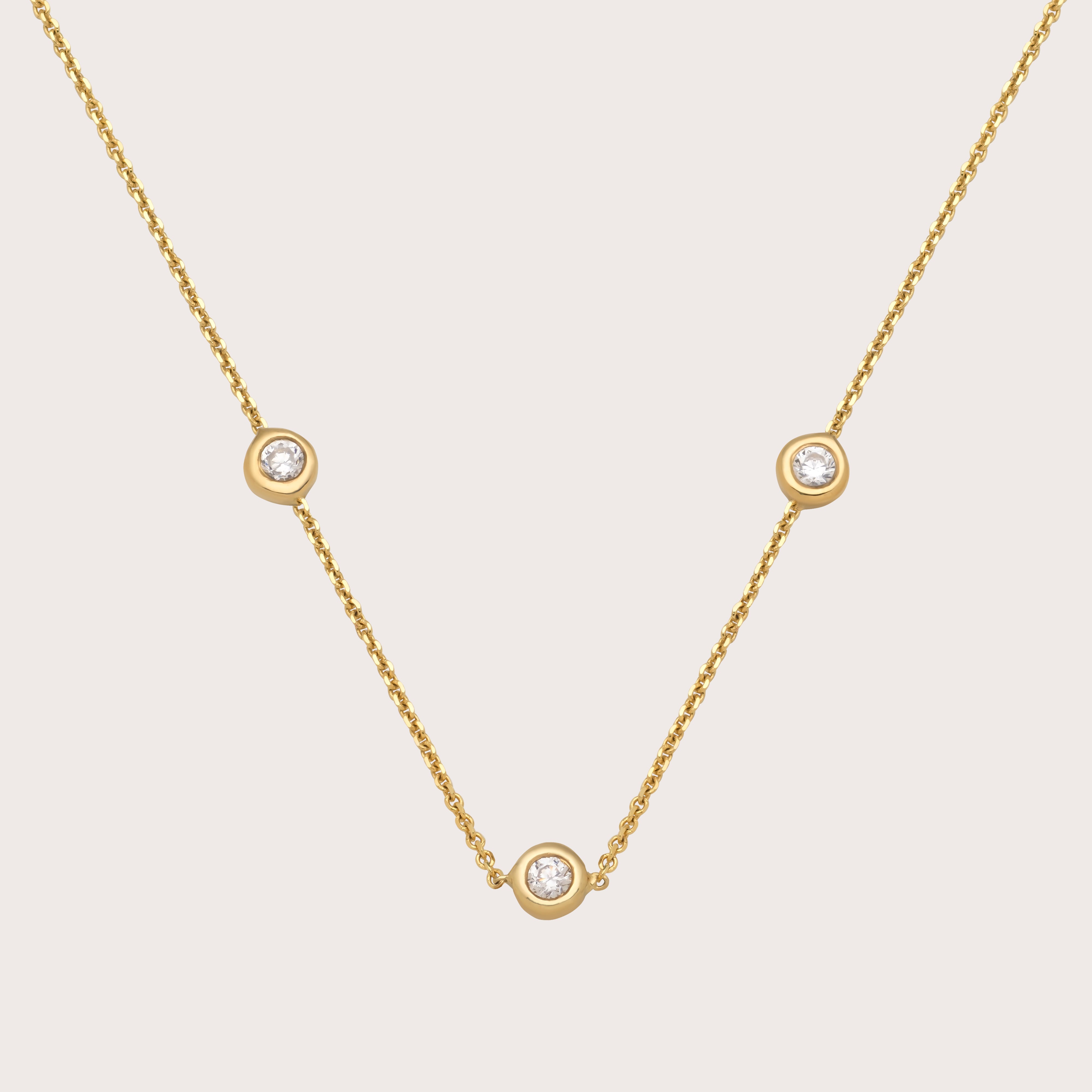 Bezel Station Necklace with Diamonds