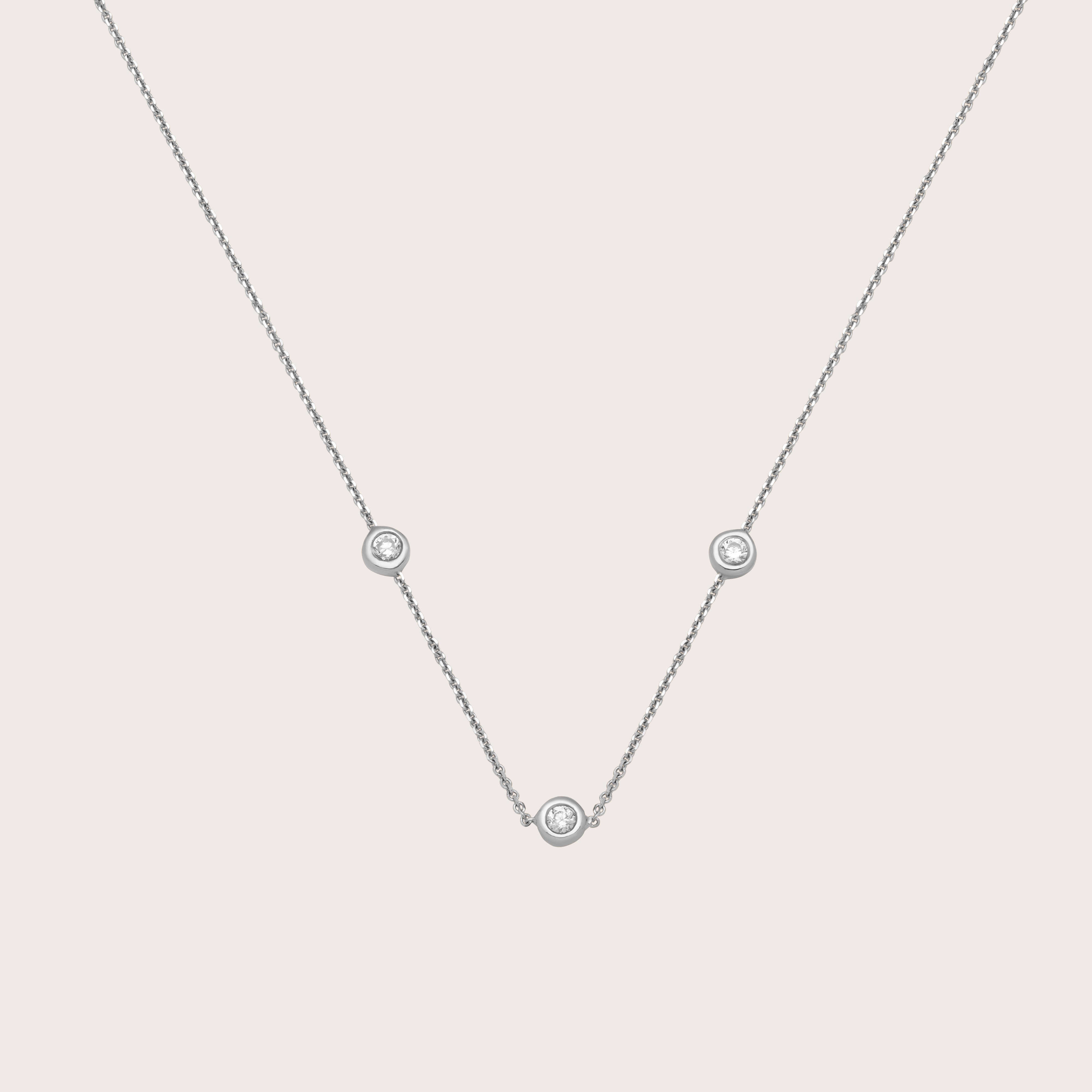 Bezel Station Necklace with Diamonds