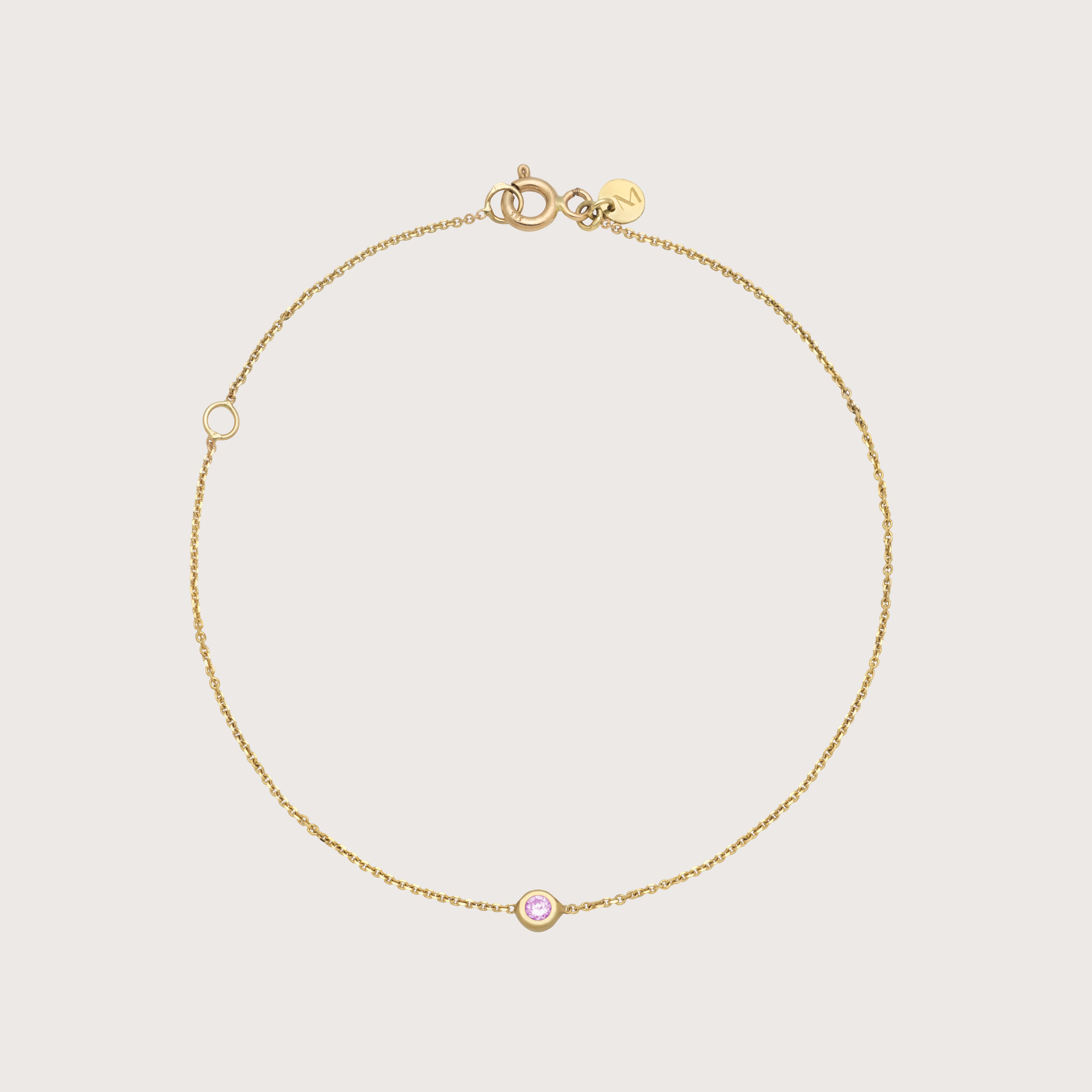 Bezel Chain Bracelet with Pink Zirconia